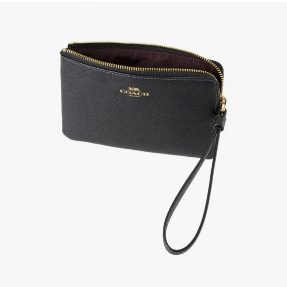 Coach Women’s Small Corner Zip Wristlet In Patent Leather Black CW855 - Picture 2 of 2